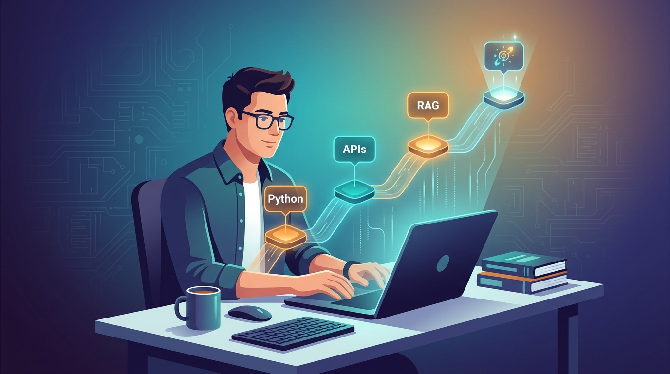 生成AIエンジニアのスキルを独学で習得する学習ロードマップのイメージ